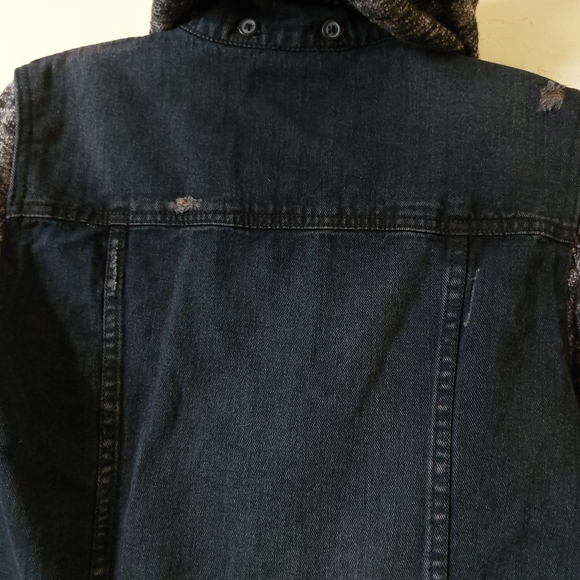 Free People Black Distressed Denim Hooded Sweater Jacket Womens Small - Picture 8 of 15